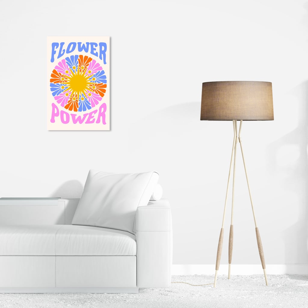 Wynwood Studio Canvas Typography and Quotes Flower Power Colorful Purple and Wall Art Canvas Print