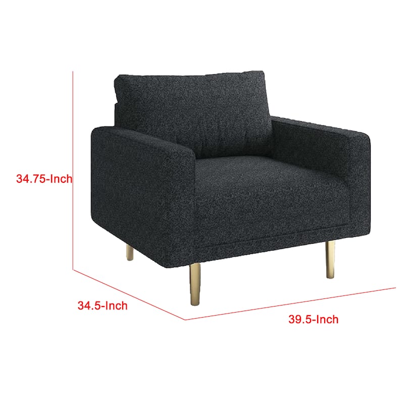 Remy Accent Sofa Chair, Black Boucle Seat with Metallic Undertone, Gold Legs