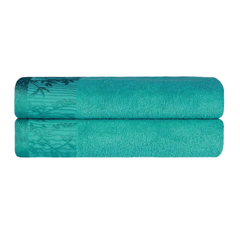 Superior Wisteria Cotton Floral Jacquard Border Bath Towel Set