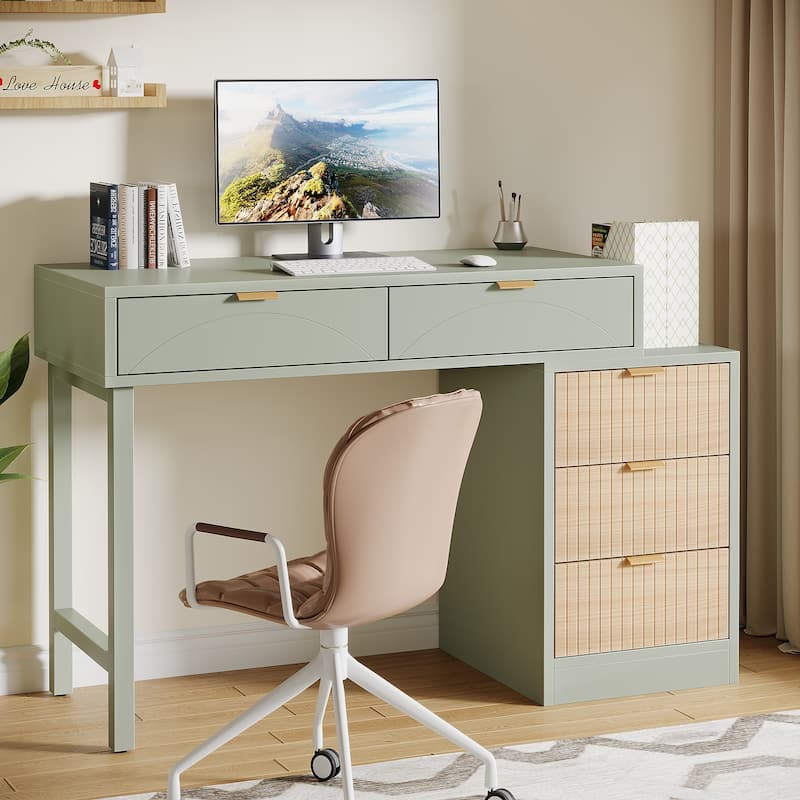 Modern Wood Computer Desk with 5-drawer for Home Office