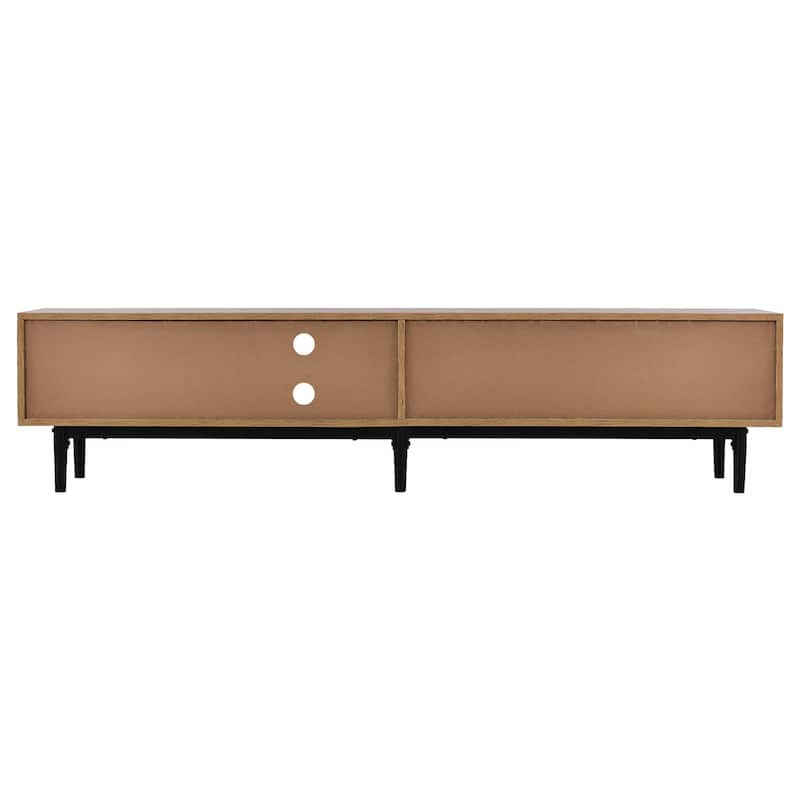 Freestanding TV Cabinet with 4 Cabinets and Open Shelves, Accommodates 80" TV Media Console Table Entertainment Center