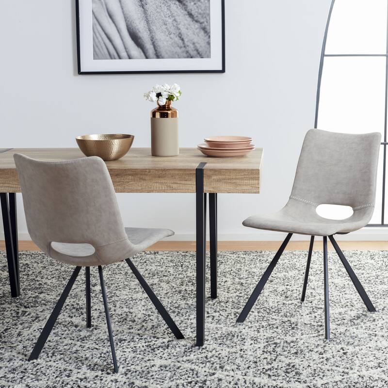 SAFAVIEH Josefina Mid-Century Dining Chair (Set of 2) - 24 In. W x 19 In. D x 33 In. H - 24Wx19Dx33H - Stone Grey
