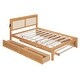 preview thumbnail 31 of 58, Versatile Pull-Out Bed,Full Size Elegant Bed Frame with Rattan Headboard and Sockets