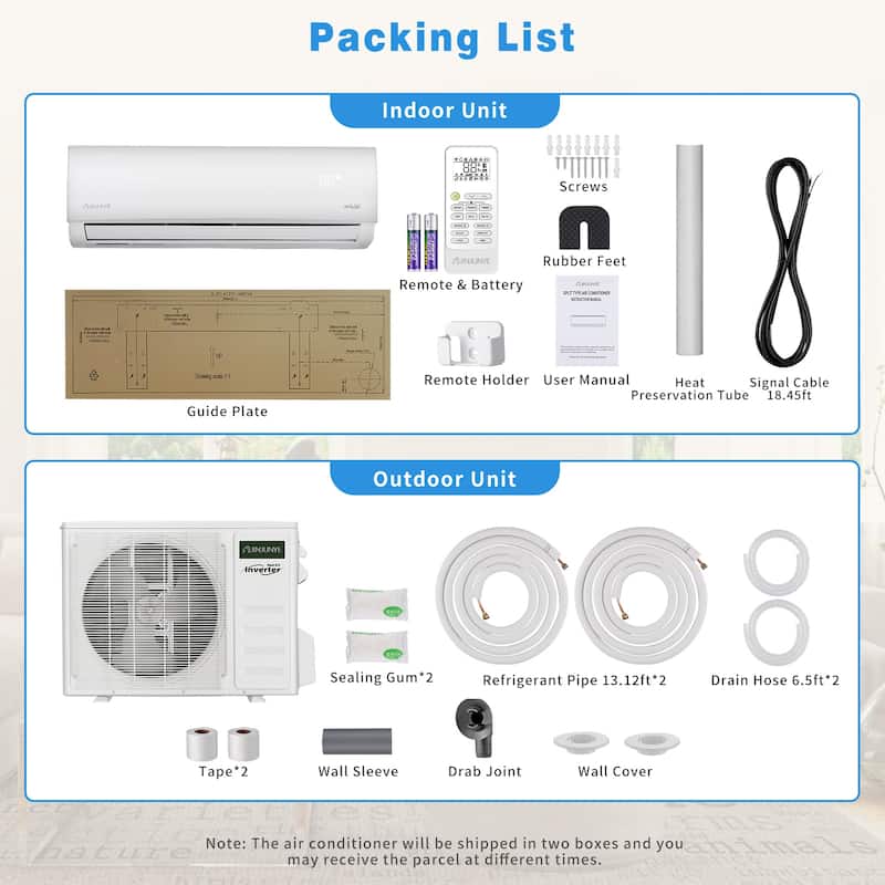 White Split Air Conditioner 12000BTU ,Ductless Inverter Heat Pump, 208-230V 17SEER2,Min Split AC/Heating System, Energy Saving