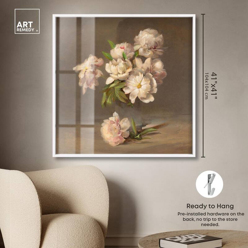 Porter Peonies in a Vase Shadowbox by Art Remedy