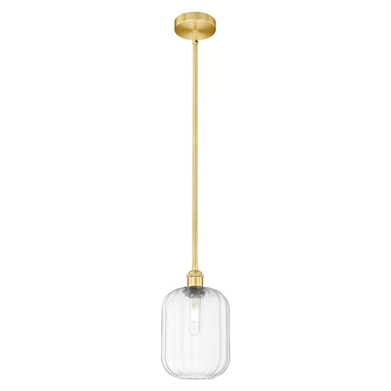 Innovations Lighting Endless Possibilities Edison - Preston - 1 Light 7" Jar Shade Stem Hung Mini Pendant - Clear/Satin Gold