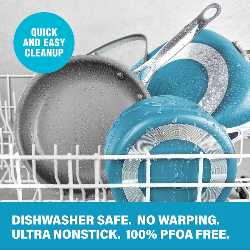 Gotham Steel Aqua Blue 3 QT Nonstick Sauce Pan with Glass Lid