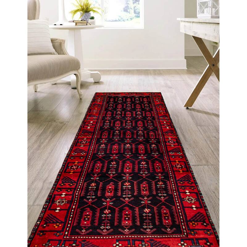 ECARPETGALLERY Hand-knotted Andelz Navy Wool Rug - 3'5 x 9'9