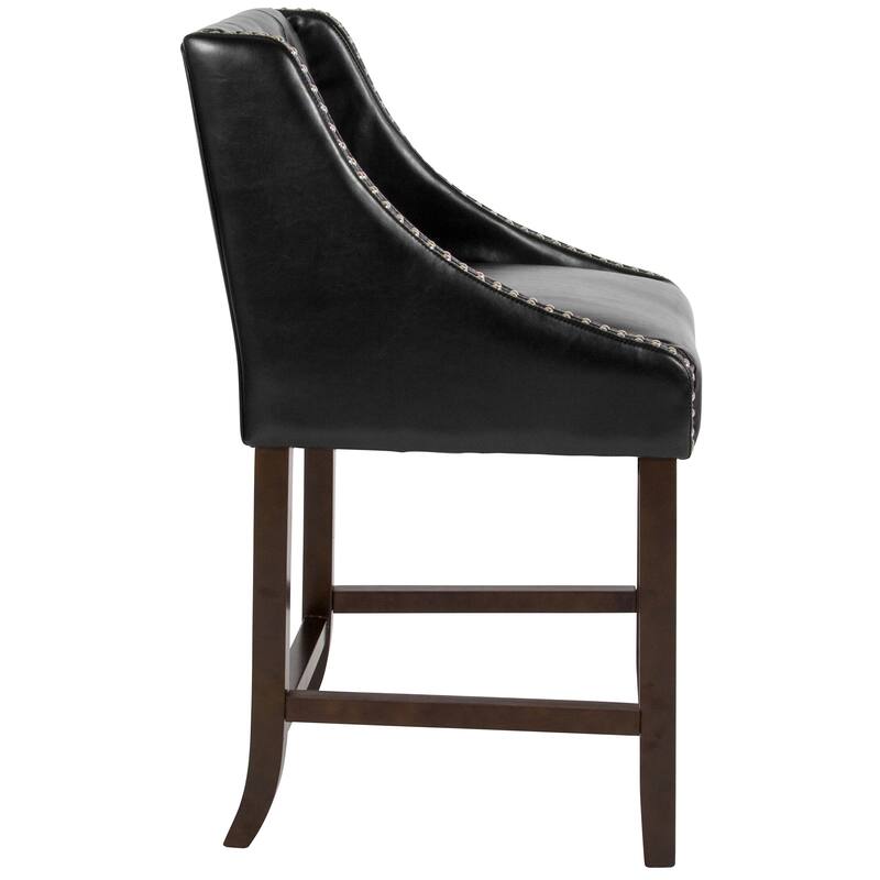 Transitional Tufted Upholstered/Walnut Finish Counter Stool (Set of 2)