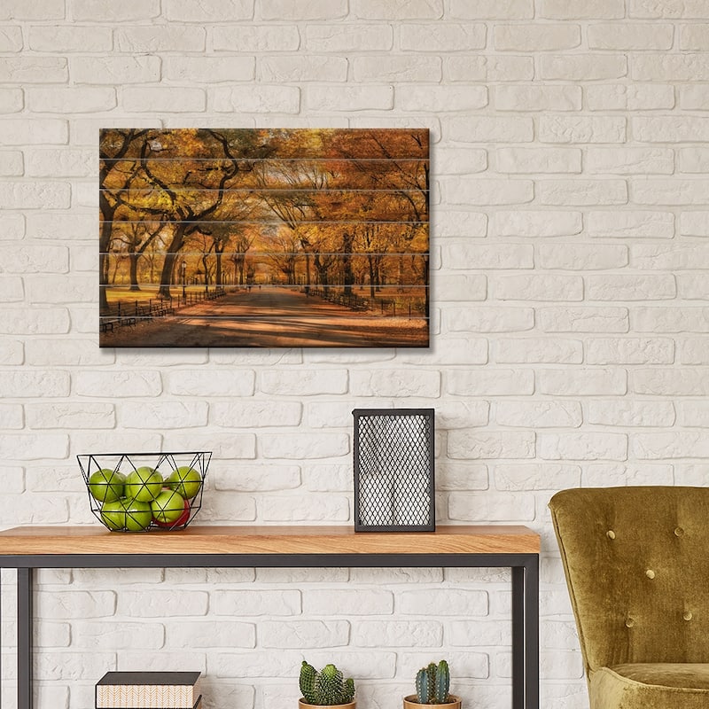 Autumn Colors In Central Park, New York City, USA Print On Wood by Jan Becke - Multi-Color