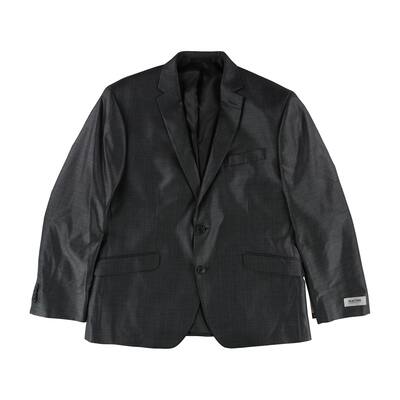 Kenneth Cole Mens Technicole Gunmetal Two Button Blazer Jacket