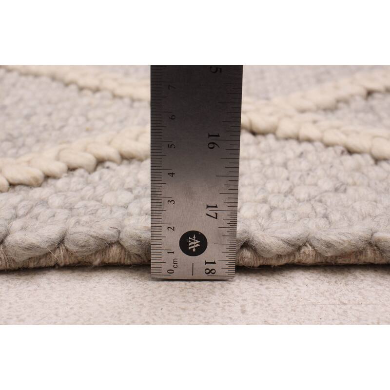 ECARPETGALLERY Braid weave Sienna Grey Wool Rug - 2'3 x 9'10