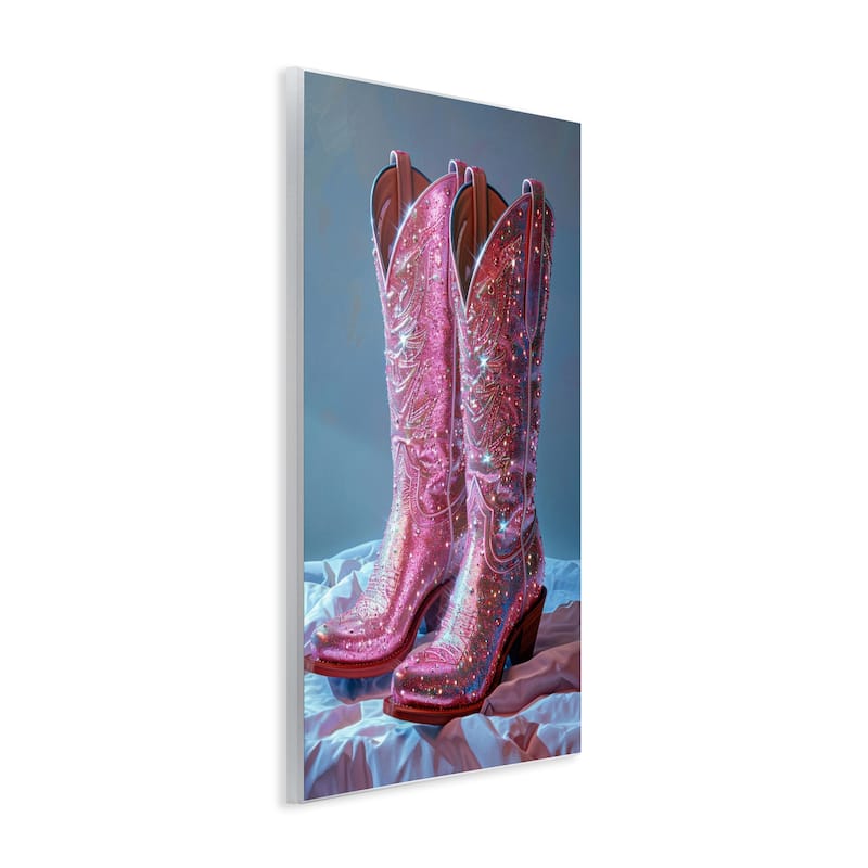 Stupell Dazzling Pink Glam Cowgirl Boots Wall Plaque Art Design By LSR Creative Studio