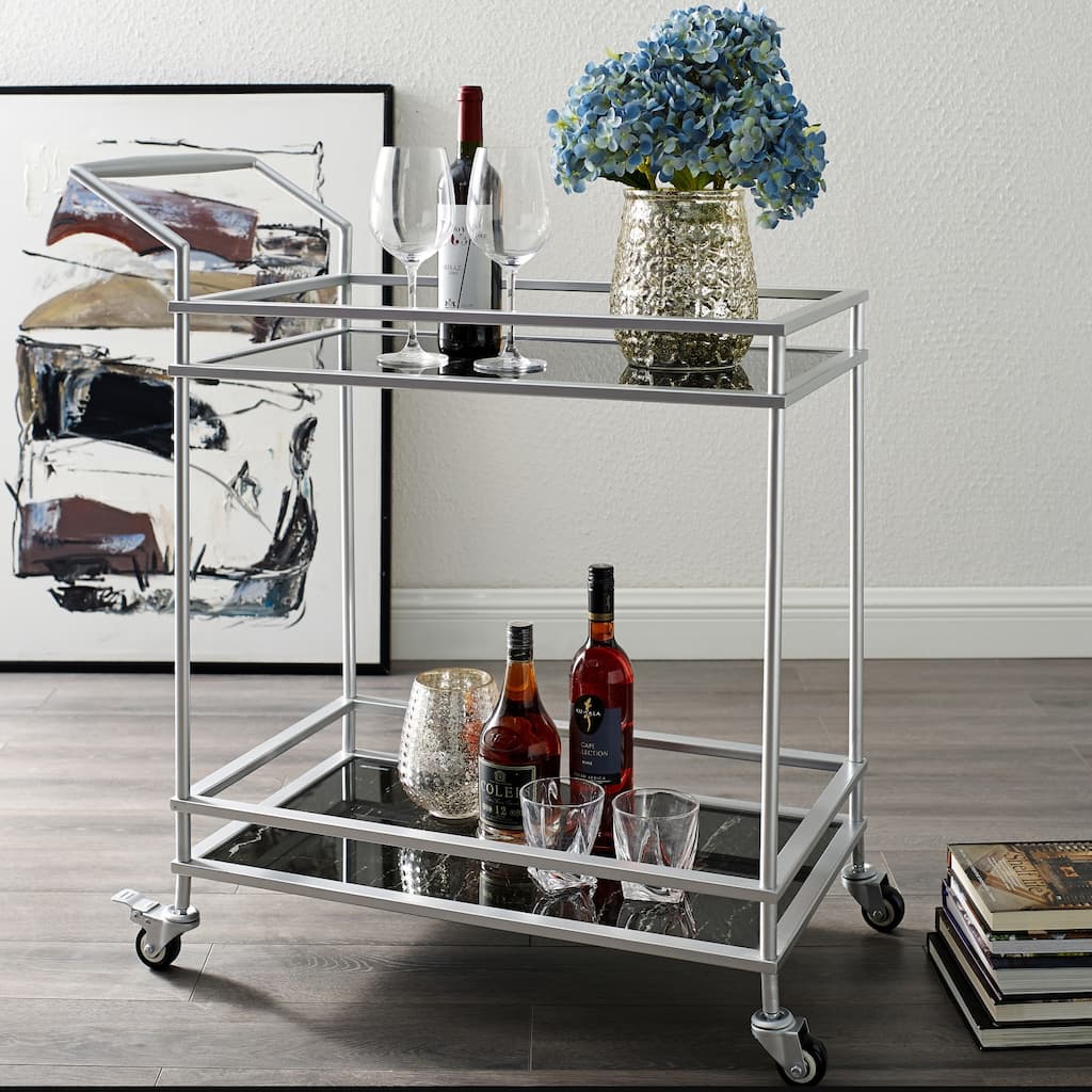 Nicole Miller Felix Bar Cart With 2 Serving Shelves and Casters - N/A