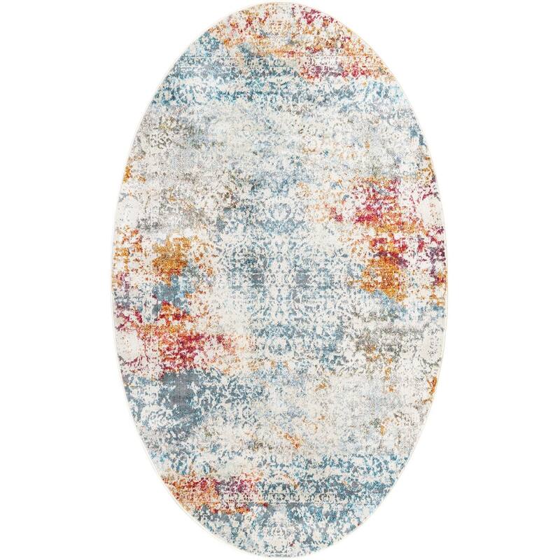 Transitional Samana Collection Area Rug - 5'x8' Oval - Cream