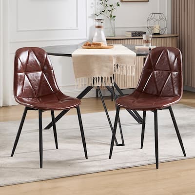 Dining Chairs Set of 2 with Metal Legs and High Back