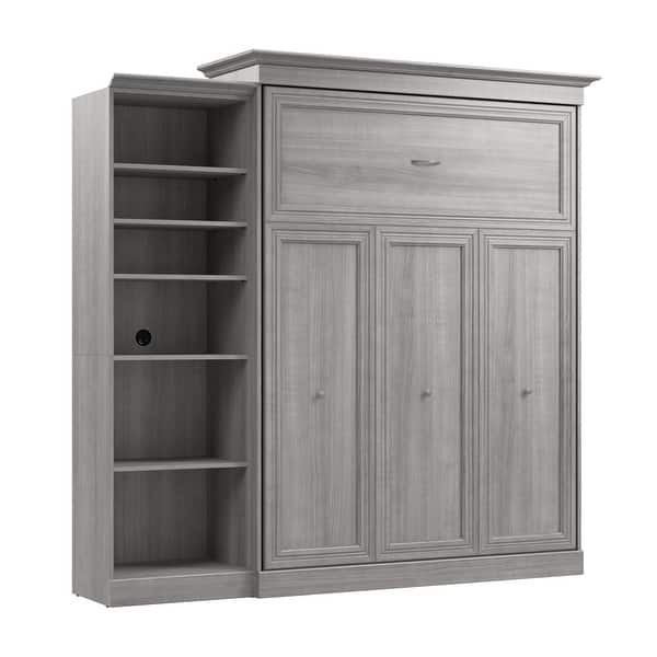 slide 2 of 24, Versatile Queen Murphy Bed with Closet Organizer (92W) by Bestar Platinum Gray