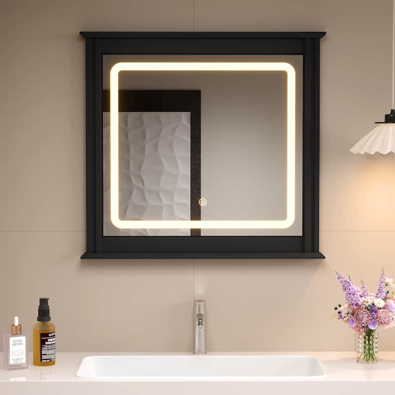 Smart LED Vanity Mirror with 3-Color Light - Black