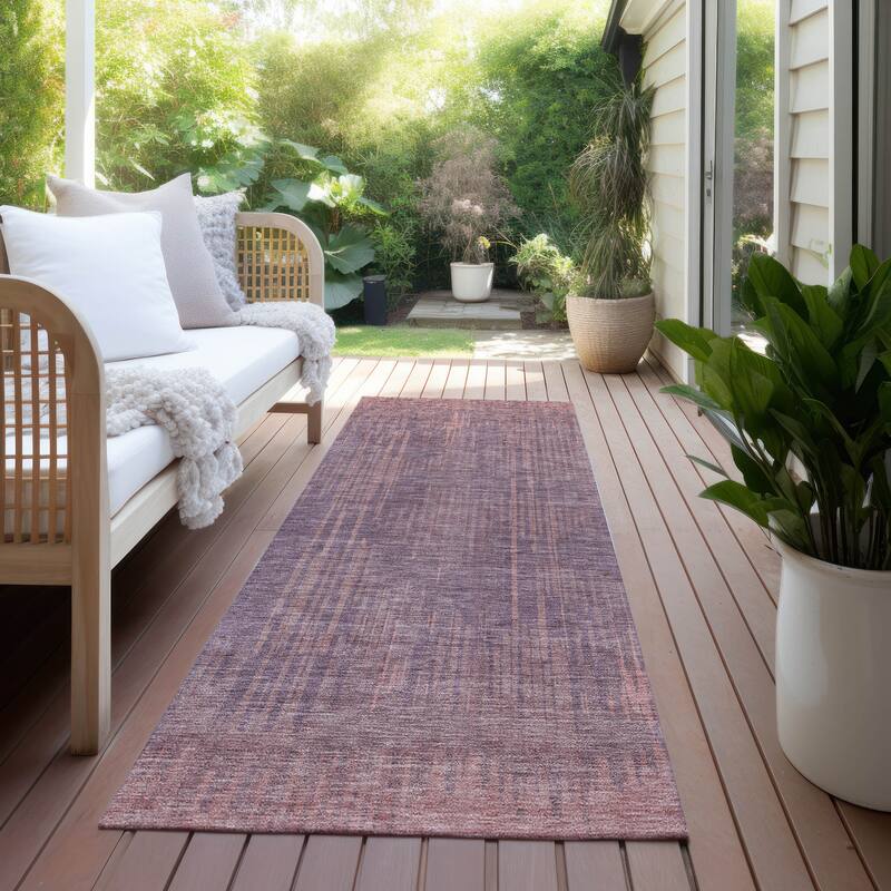 Machine Washable Indoor/ Outdoor Chantille Ombre Abstract Rug - Mauve - 2'3" x 7'6"
