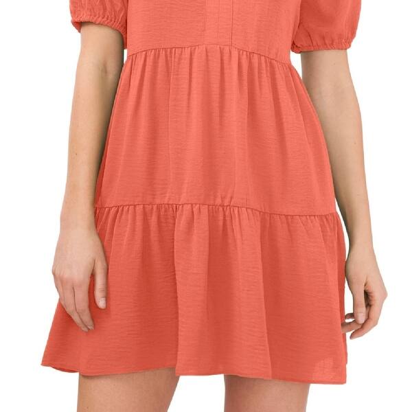CeCe Women's Tiered V Neck Babydoll Dress Orange Size Small - Bed Bath &  Beyond - 40631775