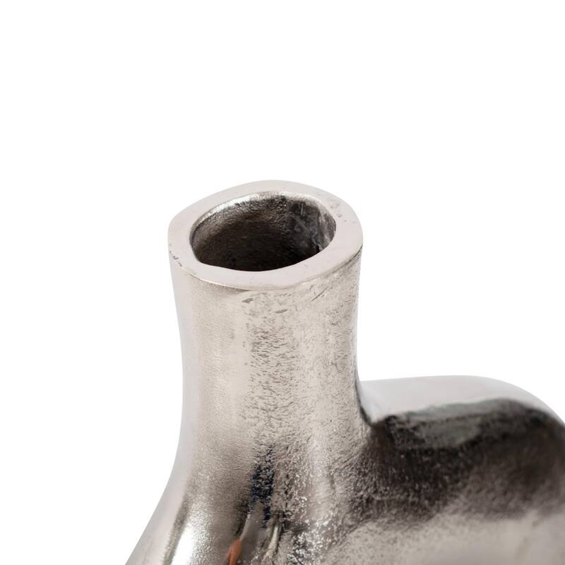 Shirin- Polished Silver Reverse Vase in Cast Aluminum- Short
