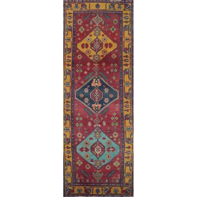 Hand Knotted Oriental 100% Wool Carpet Traditional Tribal Red Tabriz Runner Rug - 11' 6'' X 3' 8''