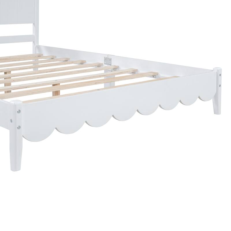 Wood Platform Bed Frame with Rectangular Headboard