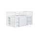 preview thumbnail 10 of 21, Twin Loft Bed with Pull-Out Desk, Built-in Cabinets, Drawers, Shelves, and Safety Guardrail, Solid Rubber Wood Frame with Ladder