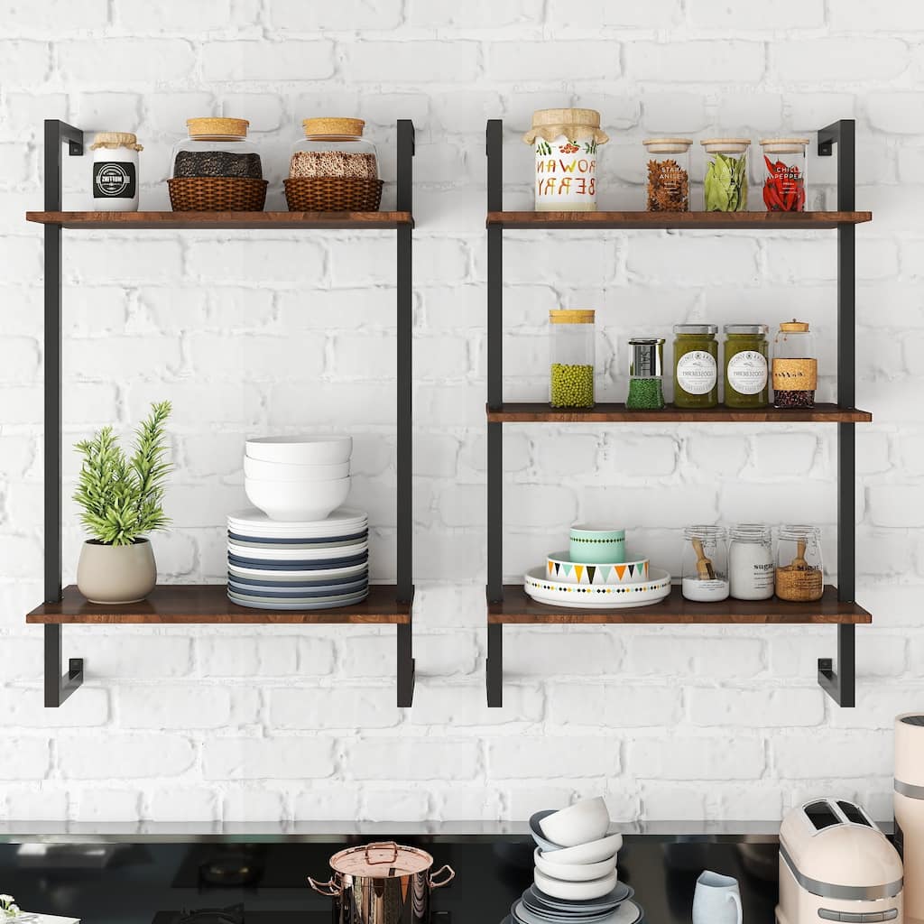 Versatile Metal and Wood Bathroom Shelves for Space Optimization