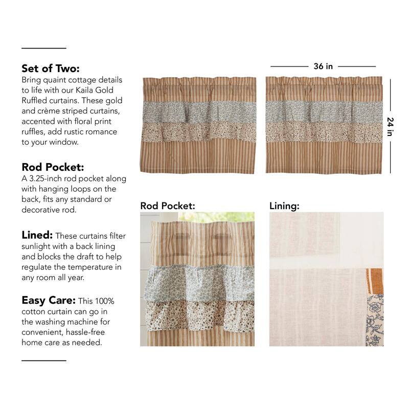 Kaila Ticking Gold Ruffled Tier Set of 2 L24xW36