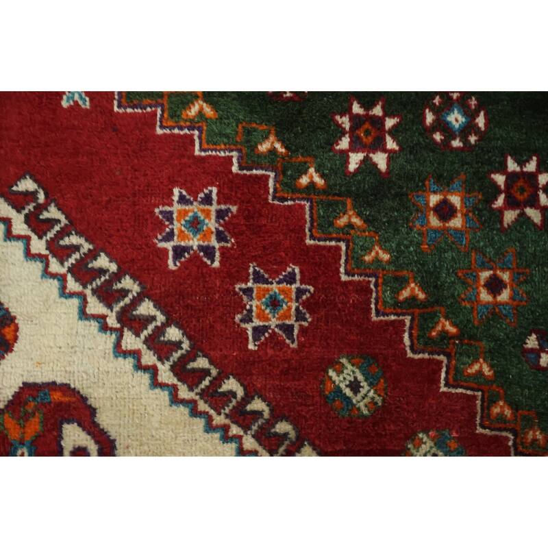 Hand Knotted Oriental 100% Wool Carpet Traditional Tribal Red Shiraz Area Rug - 8' 1'' X 5' 2''
