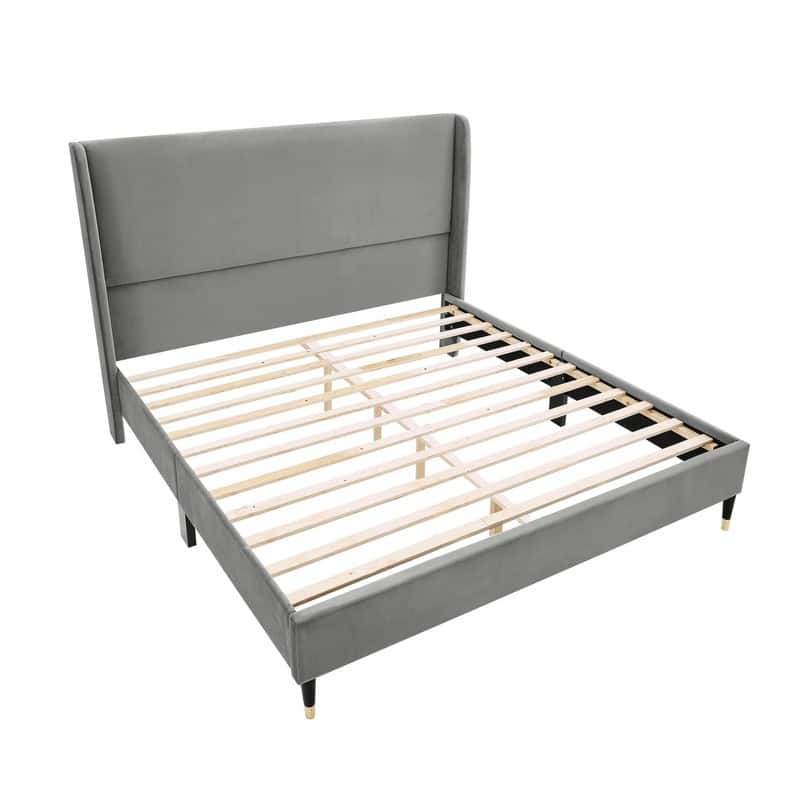 Velvet Wingback Platform Bed,Queen/King Size