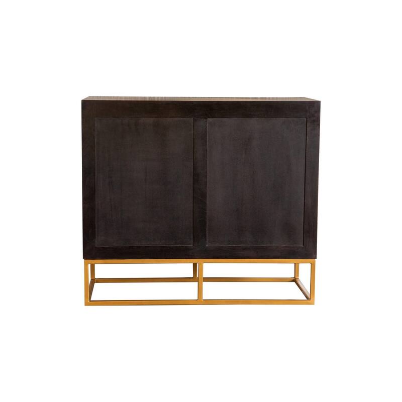 40 Inch 2 Door Sideboard Cabinet Console, Wood Grains, Geometric, Brown