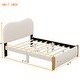 preview thumbnail 6 of 8, Full Size Upholstered Platform Bed with Wood Supporting Feet, Beige