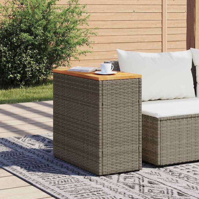 vidaXL Patio Side Table Outdoor Furniture Side Tea Coffee Table Poly Rattan - 10.8 x 22.8 x 21.7 in
