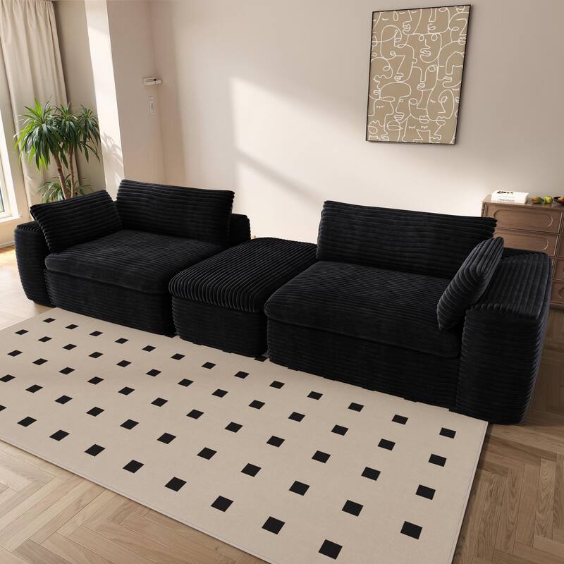Convertible Sofa Bed Cloud Sectional Sleeper Couch with L-Shape Chaise, Modern Modular Sofa with Ottoman for Living Room