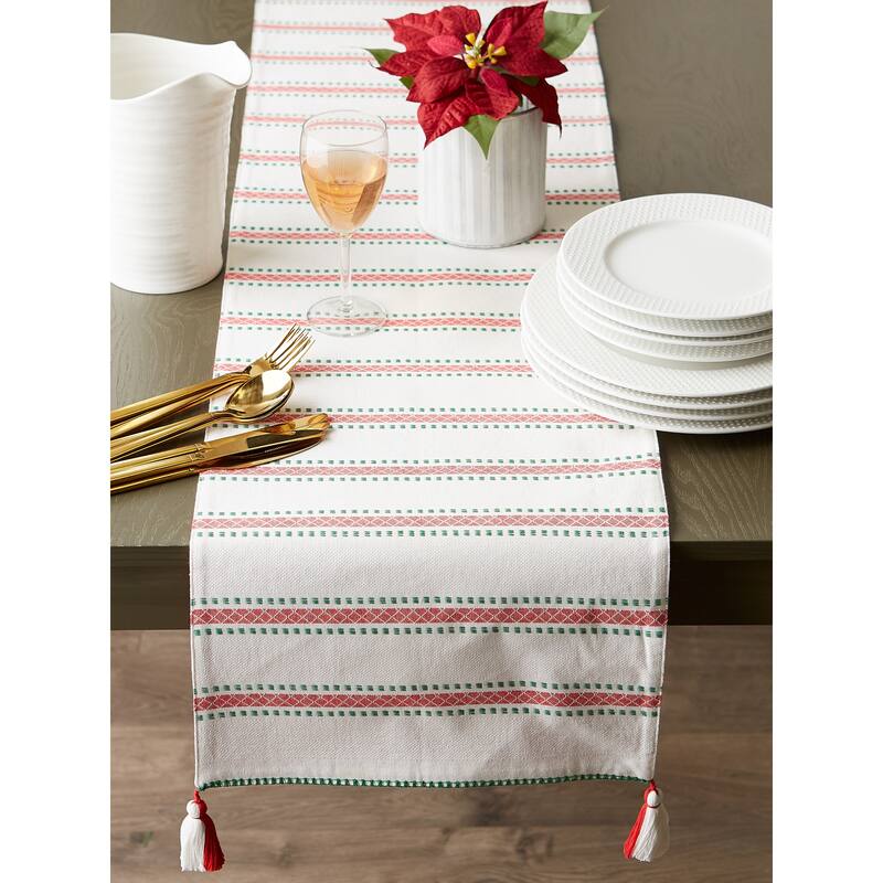 DII Joyful Snowflakes Reversible Jacquard Table Runner