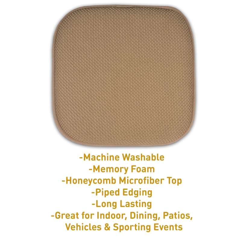 Taupe 16-inch Memory Foam Chair Pad/Seat Cushion with Non-Slip Backing (2 or 4 Pack)