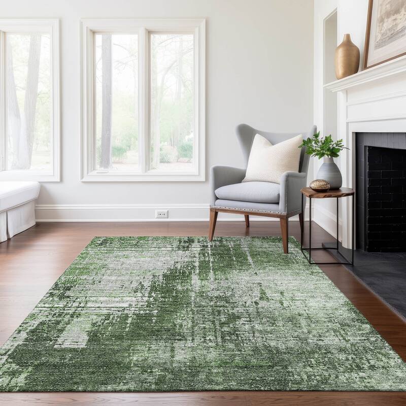Machine Washable Indoor/ Outdoor Chantille Abstract Ombre Rug