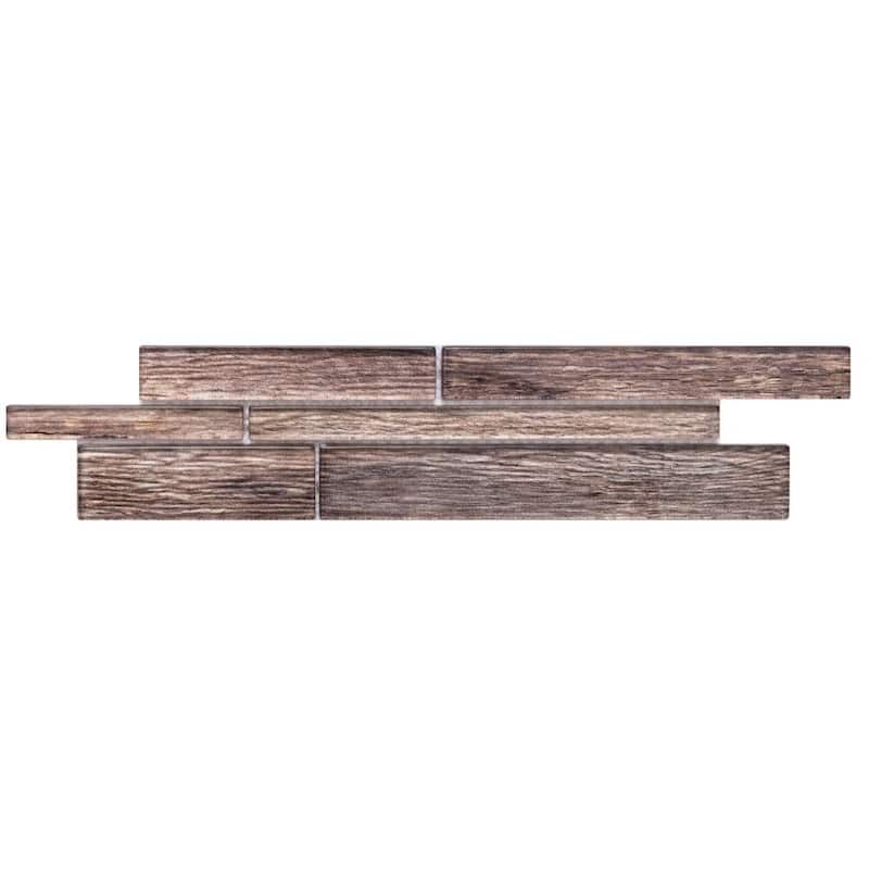 Woodland 1x3 Wood Look Glass Brick Mosaic Tile - Wall, Backsplash