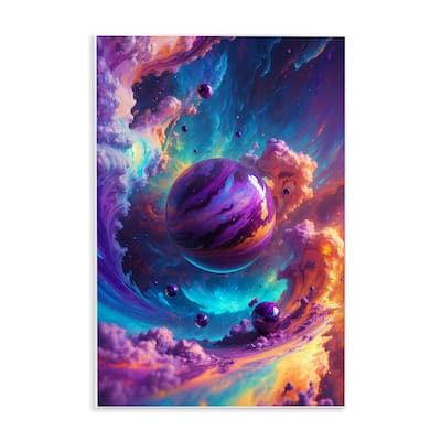 Stupell Surreal Planets with Chromatic Clouds Wall Plaque Art Design By Wumples