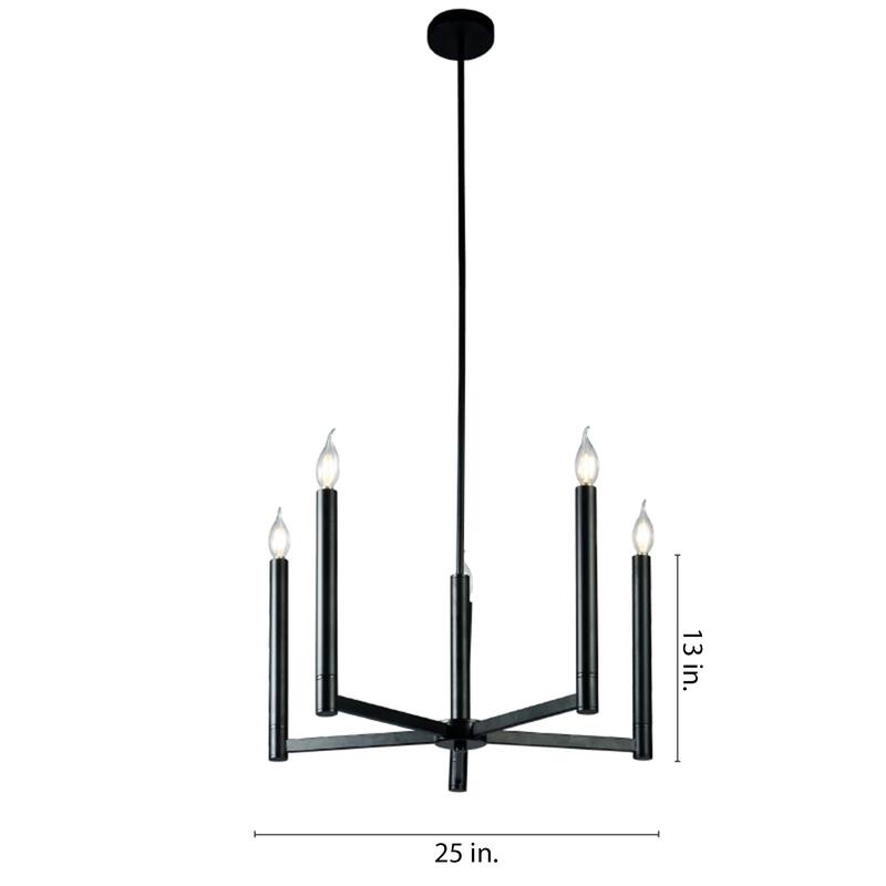 Tayon Black 5-Light Modern Candelabra 28-Inch Chandelier
