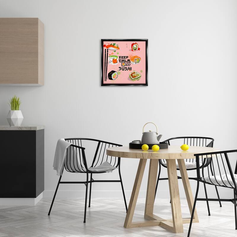 Stupell Keep Calm & Eat Sushi Framed Floater Canvas Wall Art Design By Juliet Rose Philips