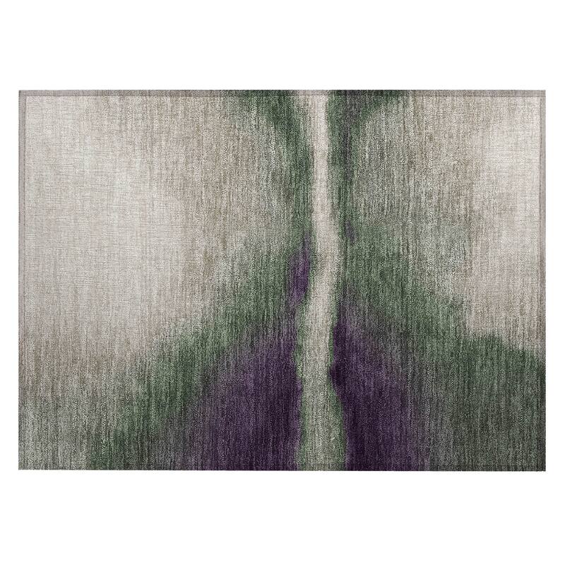 Machine Washable Indoor/ Outdoor Modern Landscape Chantille Rug