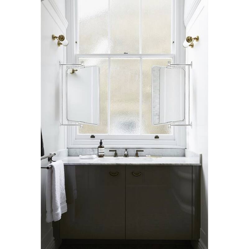 TEHOME Correon Pivot-N-View Rectangle Mirror for Window Bathroom Vanity - 14'' x 22''