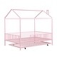 preview thumbnail 9 of 31, House-Shaped Metal Full Size House Bed with Fence and Twin Trundle,Kids Bed Design
