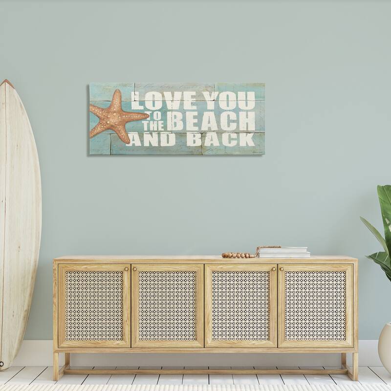 Stupell Love You To The Beach And Back Starfish Bricks, Canvas, 10 x 1.5 x 24, Made in USA