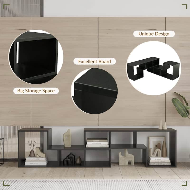 Grondin 2-Piece L Shaped TV Stand, Multi-Functional Free Combination Media Console Bookshelf for Living Room Bedroom