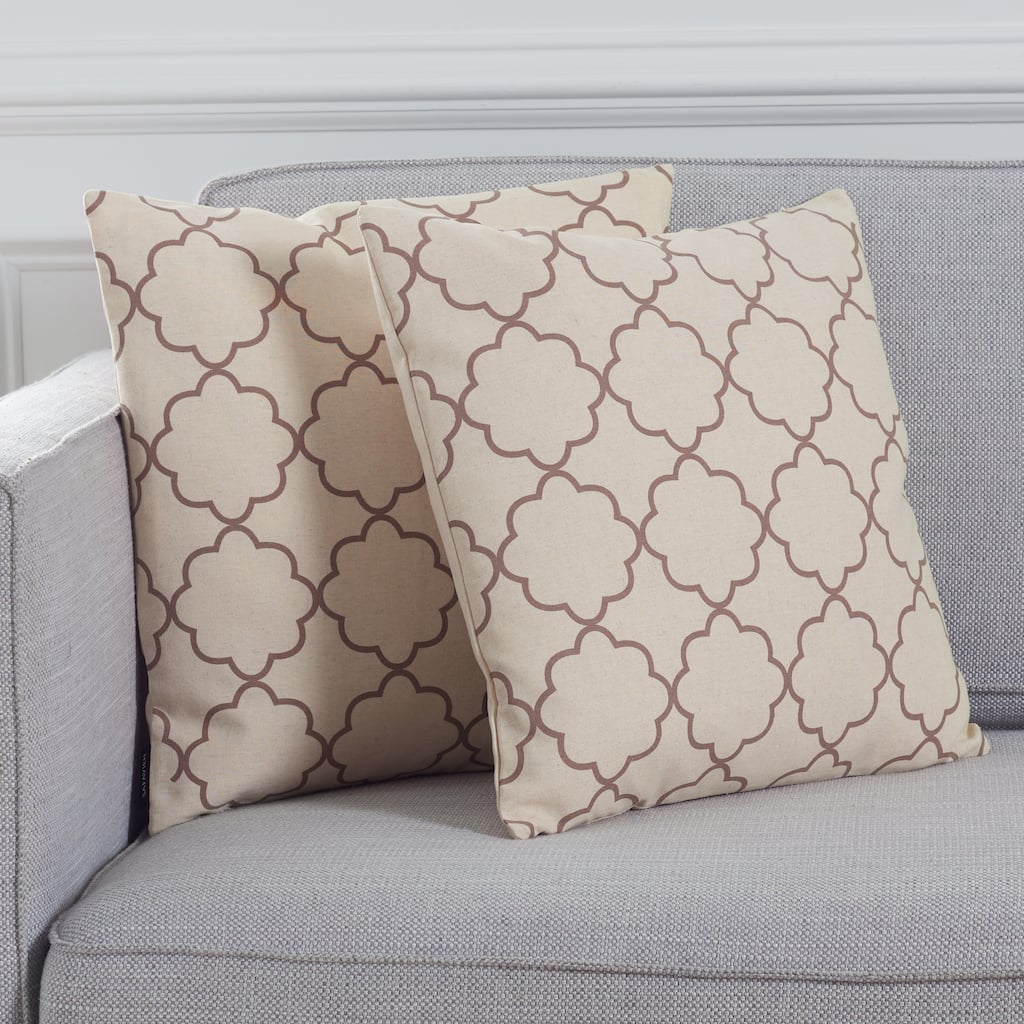 SAFAVIEH Golchehr 18-inch Taupe Feather Decorative Pillow (Set of 2)
