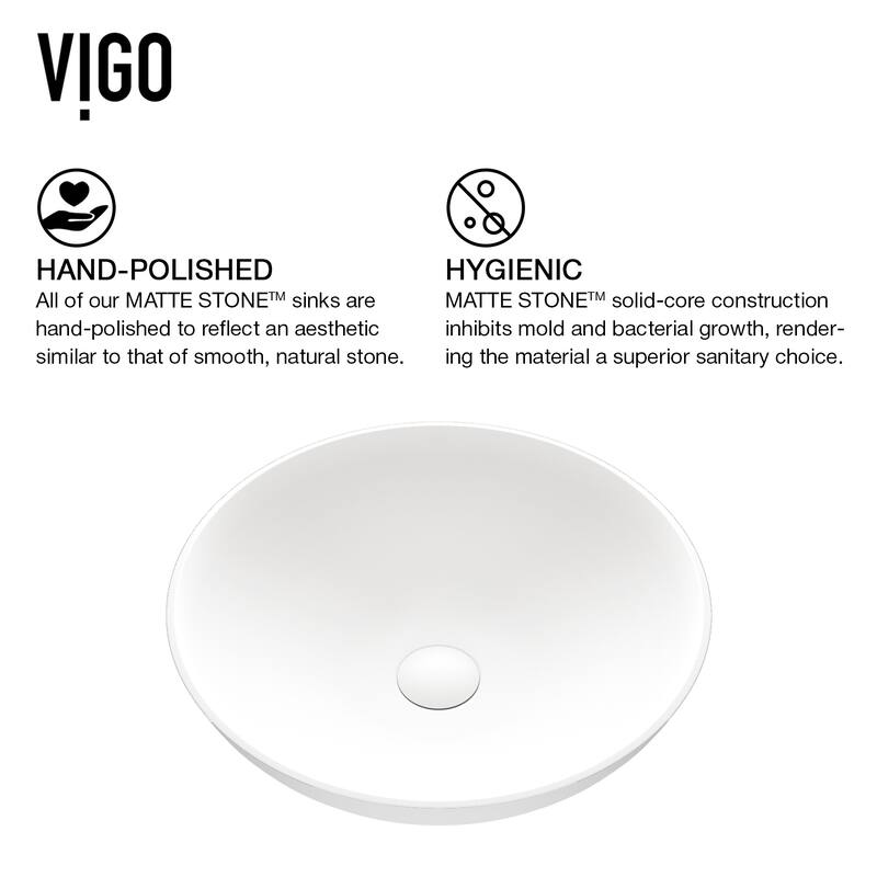 VIGO Lotus 16"L x 16"W MatteStone Vessel Sink and Cass Wall Mount Faucet Set